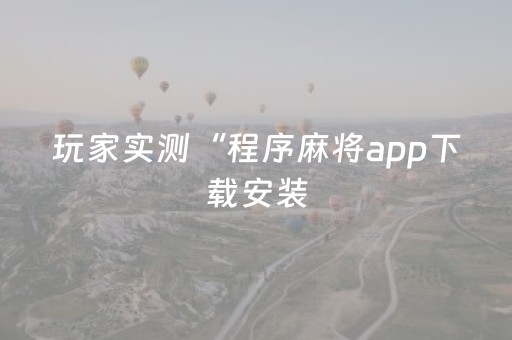 玩家实测“程序麻将app下载安装（专用辅牌神器免安装）