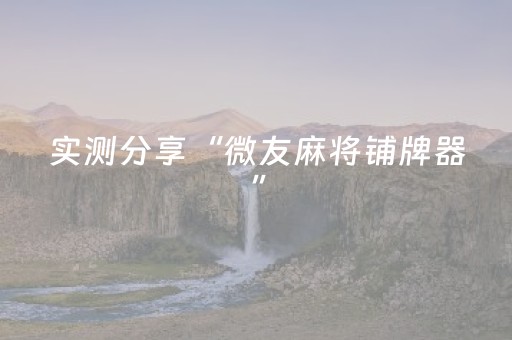 实测分享“微友麻将铺牌器”（详细开挂教程）-哔哩哔哩