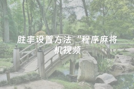 胜率设置方法“程序麻将机视频（专用辅牌神器免安装）
