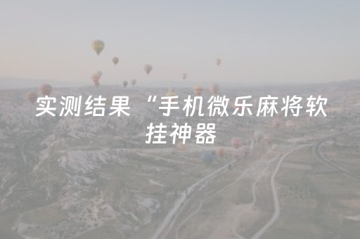 实测结果“手机微乐麻将软挂神器（专用辅牌神器免安装）