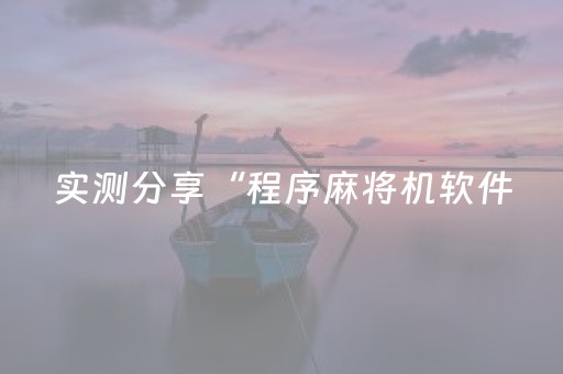 实测分享“程序麻将机软件（专用辅牌神器免安装）