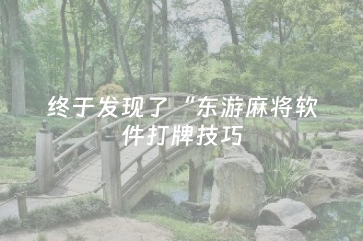 终于发现了“东游麻将软件打牌技巧（专用辅牌神器免安装）