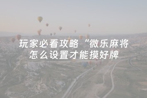 玩家必看攻略“微乐麻将怎么设置才能摸好牌（专用辅牌神器免安装）