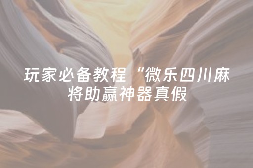 玩家必备教程“微乐四川麻将助赢神器真假（专用辅牌神器免安装）