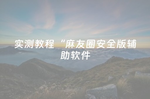 实测教程“麻友圈安全版辅助软件（助赢神器通用版）