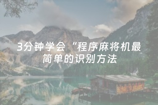 3分钟学会“程序麻将机最简单的识别方法（专用辅牌神器免安装）