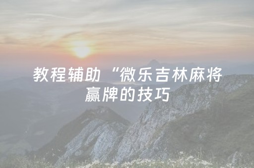 教程辅助“微乐吉林麻将赢牌的技巧（专用辅牌神器免安装）