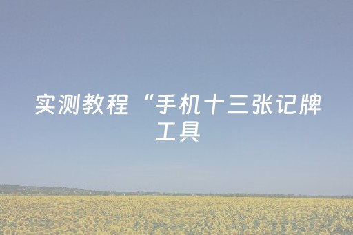 实测教程“手机十三张记牌工具（专用辅牌神器免安装）