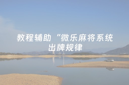 教程辅助“微乐麻将系统出牌规律（专用辅牌神器免安装）