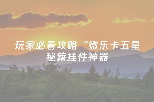 玩家必看攻略“微乐卡五星秘籍挂件神器（助赢神器通用版）