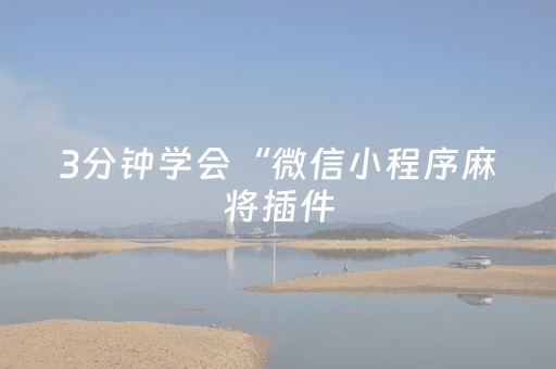 3分钟学会“微信小程序麻将插件（助赢神器通用版）