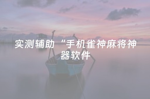 实测辅助“手机雀神麻将神器软件（助赢神器通用版）