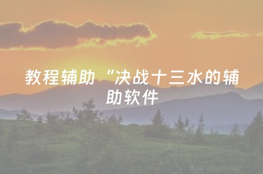 教程辅助“决战十三水的辅助软件（助赢神器通用版）