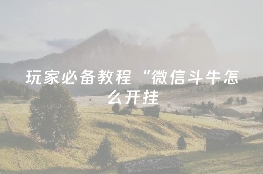 玩家必备教程“微信斗牛怎么开挂（助赢神器通用版）