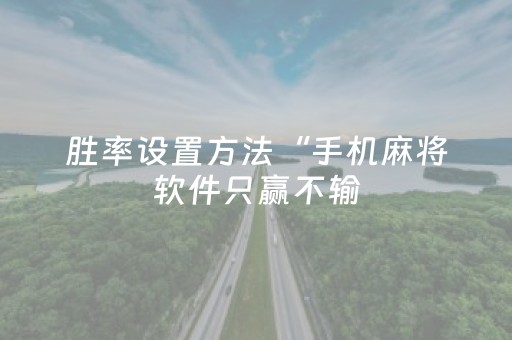 胜率设置方法“手机麻将软件只赢不输（专用辅牌神器免安装）