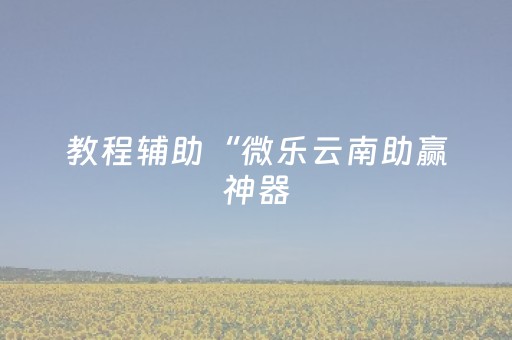 教程辅助“微乐云南助赢神器（助赢神器通用版）