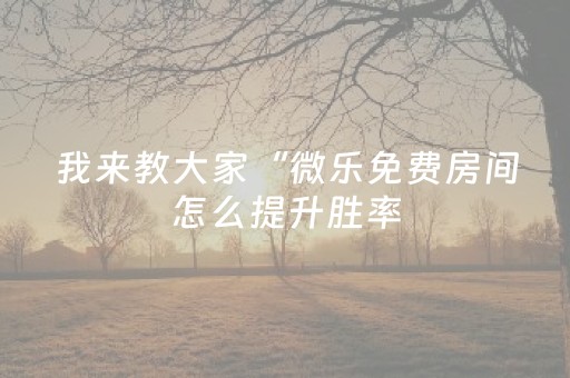 我来教大家“微乐免费房间怎么提升胜率（专用辅牌神器免安装）