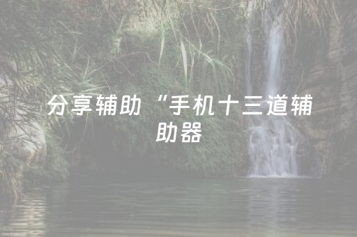 分享辅助“手机十三道辅助器（助赢神器通用版）