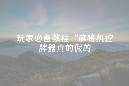 玩家必备教程“麻将机控牌器真的假的（助赢神器通用版）