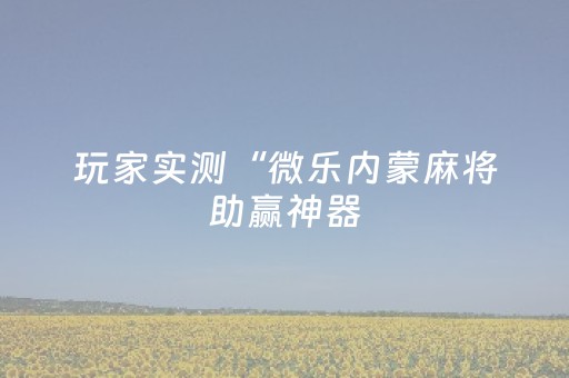 玩家实测“微乐内蒙麻将助赢神器（助赢神器通用版）