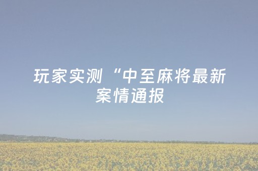 玩家实测“中至麻将最新案情通报（助赢神器通用版）
