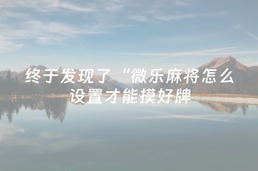 终于发现了“微乐麻将怎么设置才能摸好牌（专用辅牌神器免安装）