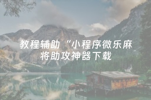 教程辅助“小程序微乐麻将助攻神器下载（专用辅牌神器免安装）