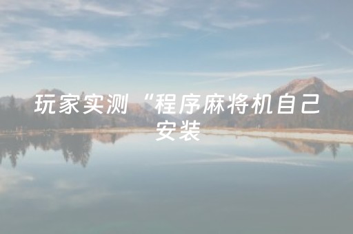 玩家实测“程序麻将机自己安装（专用辅牌神器免安装）