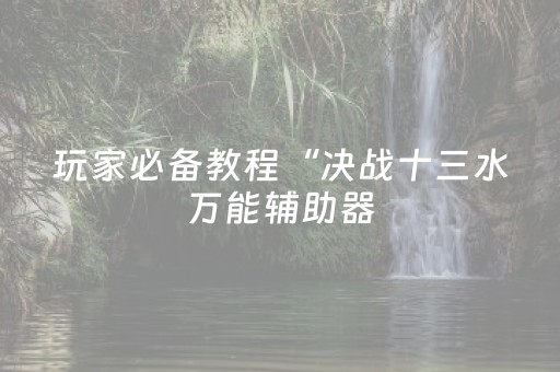 玩家必备教程“决战十三水万能辅助器（专用辅牌神器免安装）