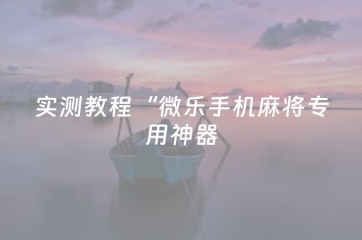 实测教程“微乐手机麻将专用神器（专用辅牌神器免安装）