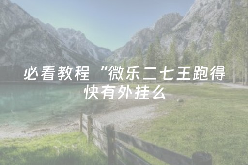必看教程“微乐二七王跑得快有外挂么（助赢神器通用版）