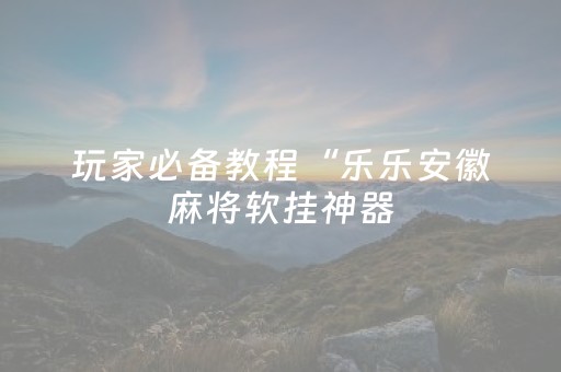 玩家必备教程“乐乐安徽麻将软挂神器（助赢神器通用版）