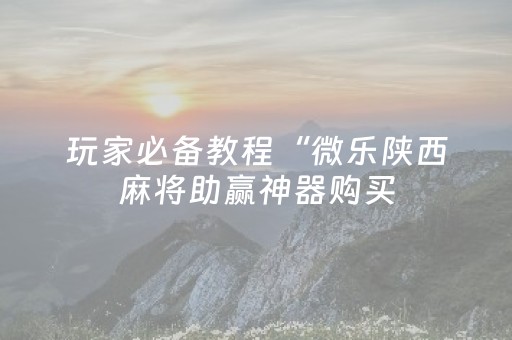 玩家必备教程“微乐陕西麻将助赢神器购买（助赢神器通用版）