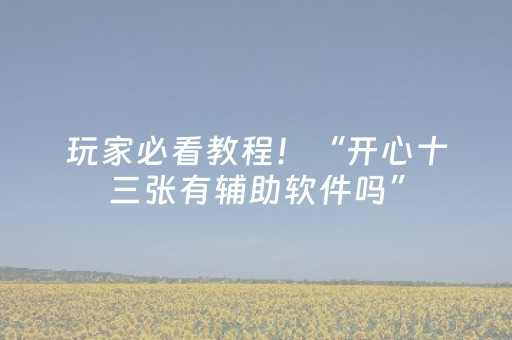 玩家必看教程！“开心十三张有辅助软件吗”（详细辅助教程）-哔哩哔哩