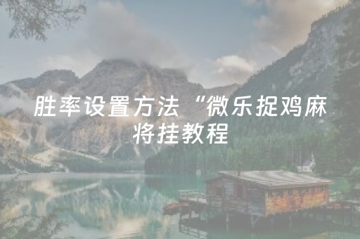 胜率设置方法“微乐捉鸡麻将挂教程（助赢神器通用版）