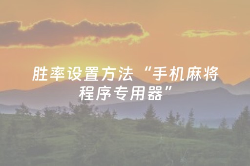 胜率设置方法“手机麻将程序专用器”（详细透视教程）-哔哩哔哩
