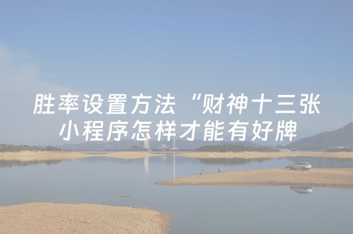 胜率设置方法“财神十三张小程序怎样才能有好牌（专用辅牌神器免安装）