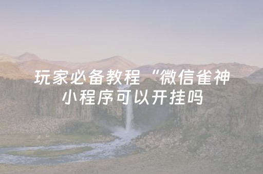玩家必备教程“微信雀神小程序可以开挂吗（助赢神器通用版）