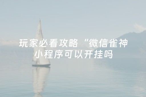玩家必看攻略“微信雀神小程序可以开挂吗（专用辅牌神器免安装）