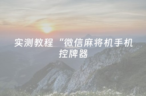 实测教程“微信麻将机手机控牌器（专用辅牌神器免安装）