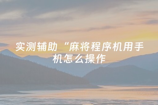实测辅助“麻将程序机用手机怎么操作（专用辅牌神器免安装）