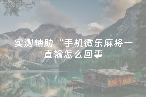 实测辅助“手机微乐麻将一直输怎么回事（助赢神器通用版）