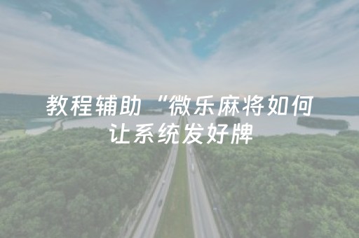 教程辅助“微乐麻将如何让系统发好牌（助赢神器通用版）