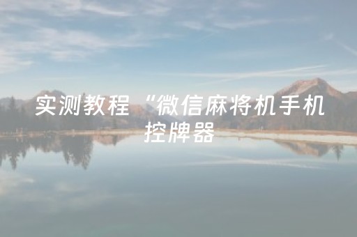 实测教程“微信麻将机手机控牌器（助赢神器通用版）