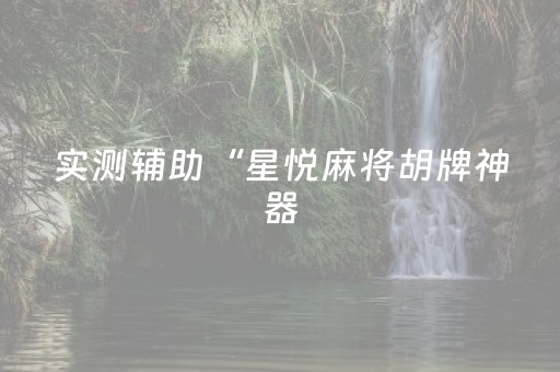 实测辅助“星悦麻将胡牌神器（助赢神器通用版）