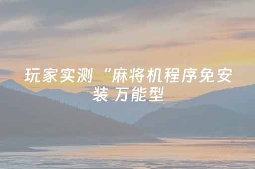 玩家实测“麻将机程序免安装 万能型（专用辅牌神器免安装）