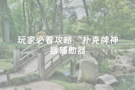 玩家必看攻略“扑克牌神器辅助器（专用辅牌神器免安装）