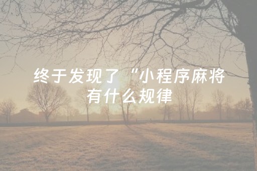 终于发现了“小程序麻将有什么规律（助赢神器通用版）