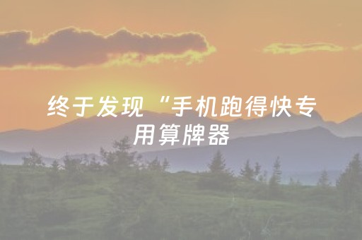 终于发现“手机跑得快专用算牌器（专用辅牌神器免安装）