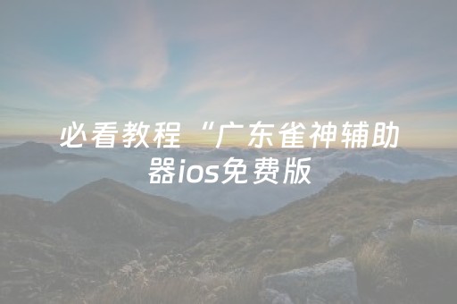 必看教程“广东雀神辅助器ios免费版（助赢神器通用版）